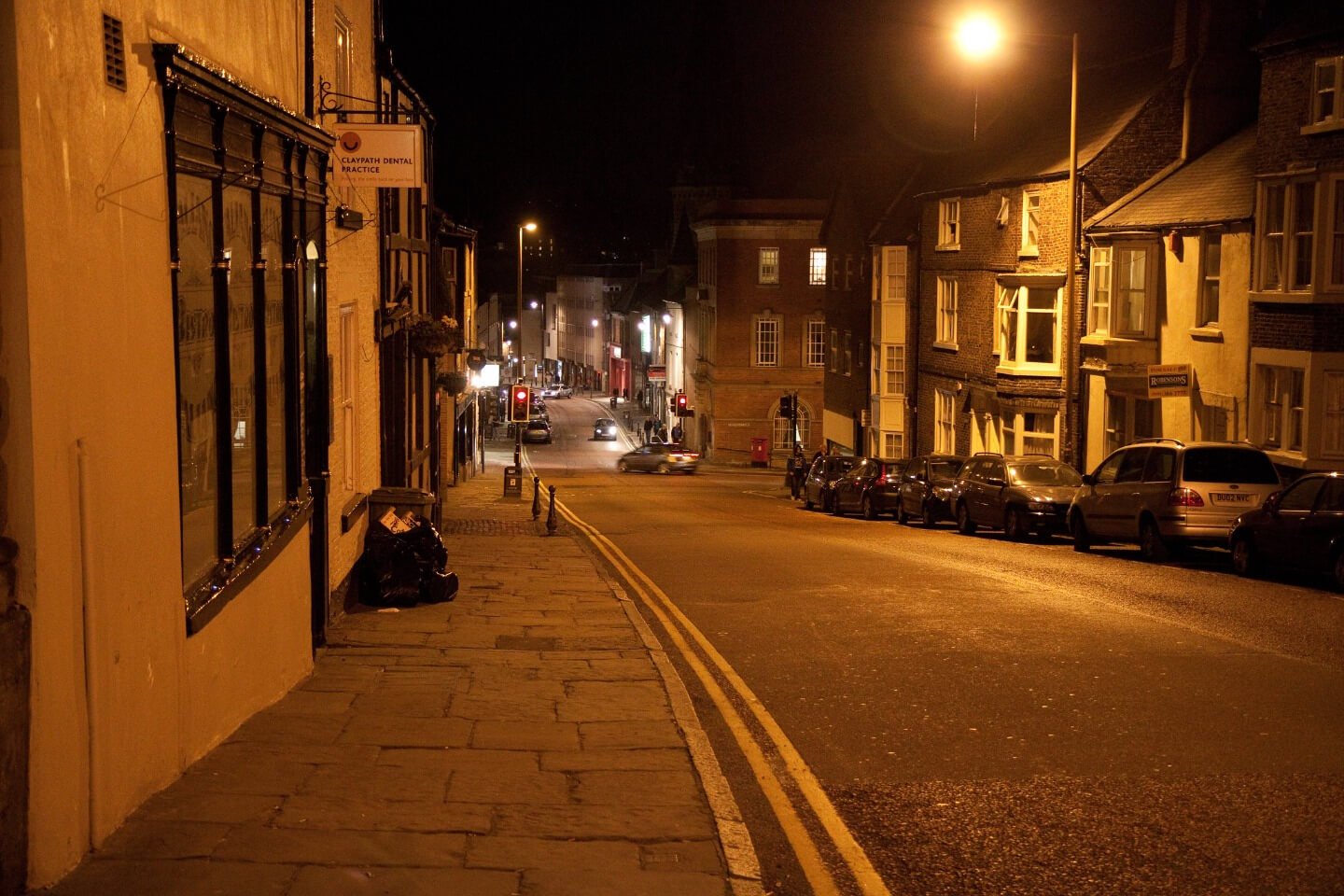 Student Accommodation in Claypath, Durham - view down the highstreet at night