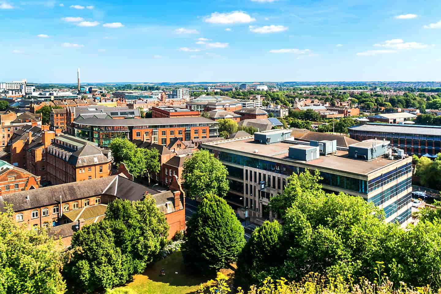 Student Accommodation in Nottingham - Nottingham from above on a clear day