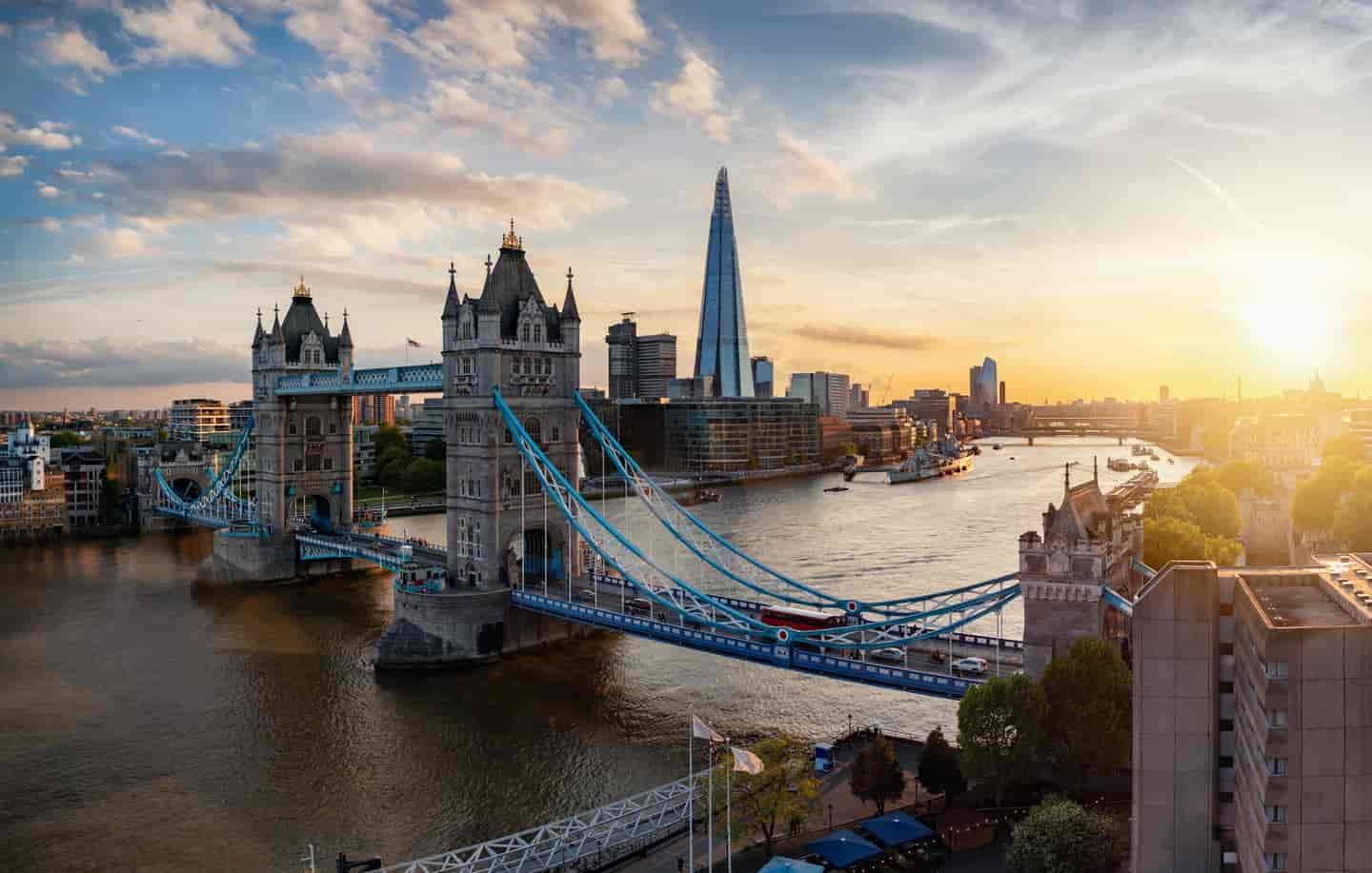 Student Accommodation in London - Tower Bridge and The Shard in the evening sun