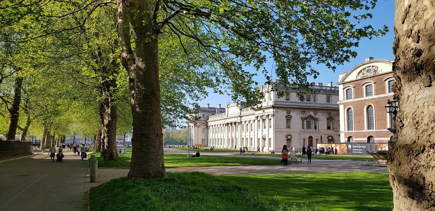 Student Accommodation in Greenwich, London - the Old Royal Naval College grounds on a sunny day