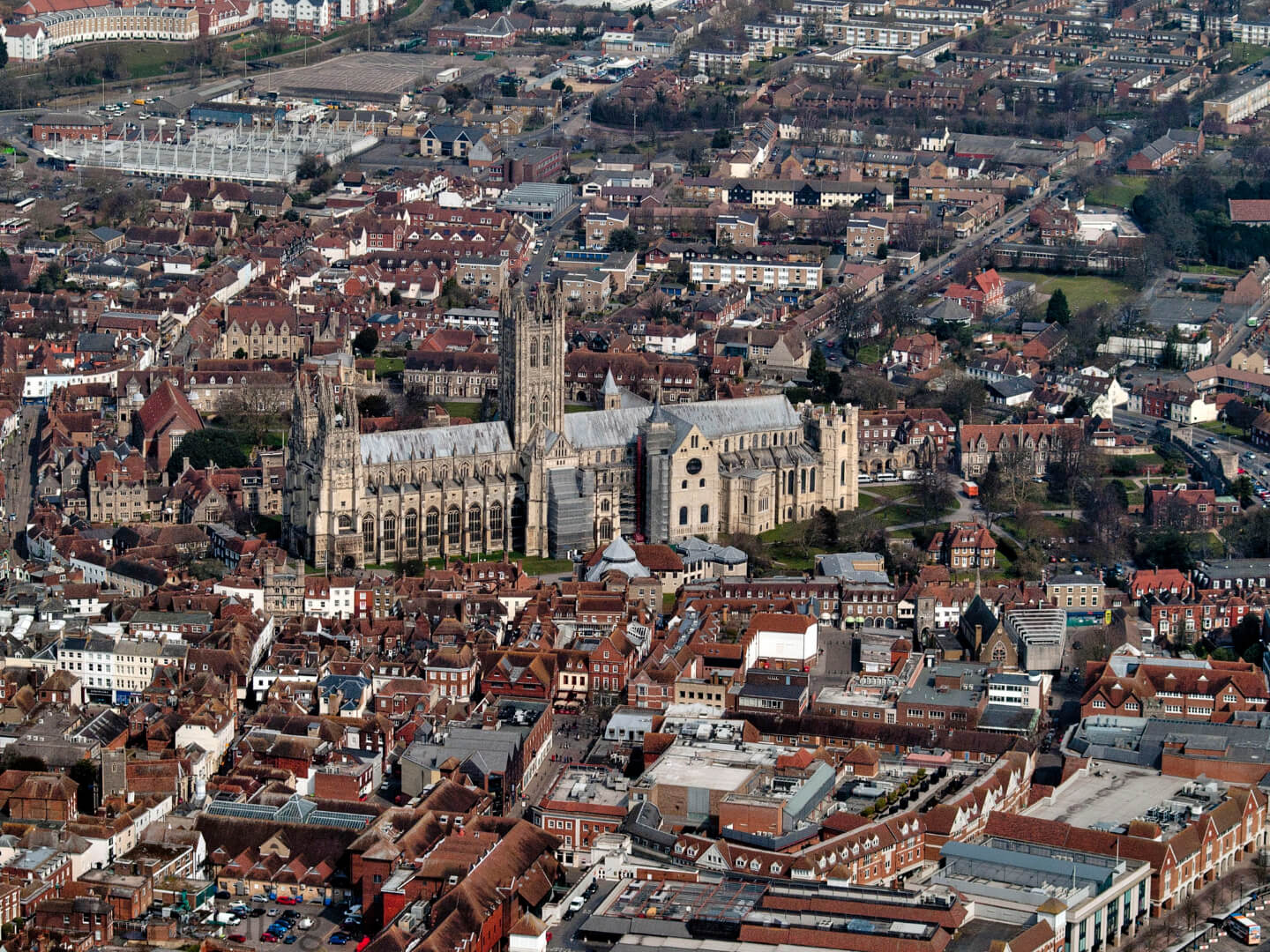 Student Accommodation in Canterbury City Centre, Canterbury - aerial view of Canterbury Cathedral