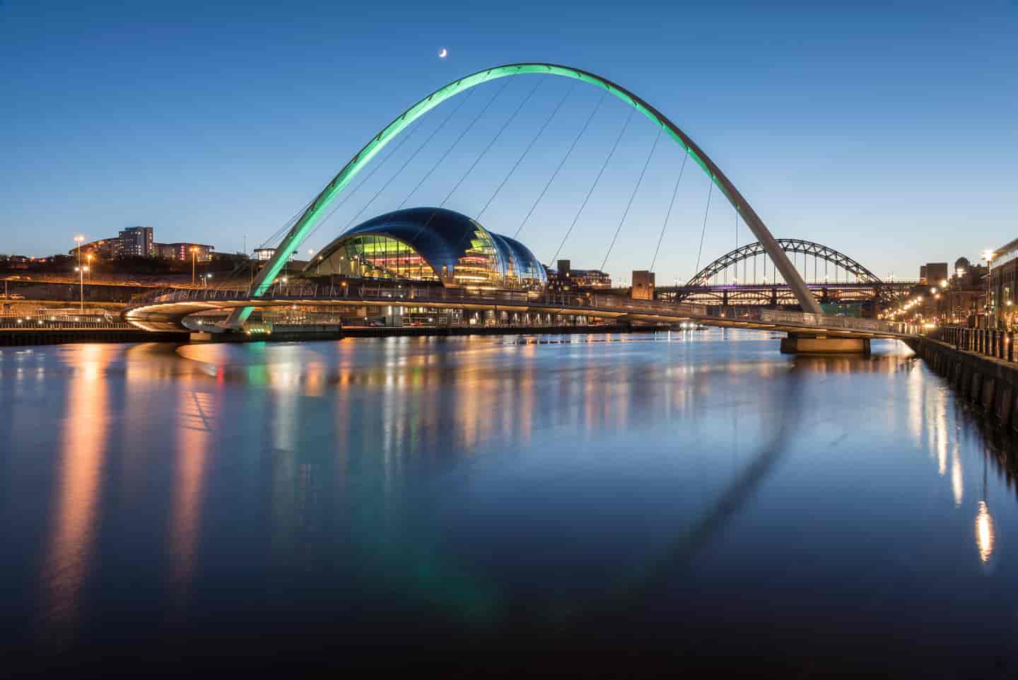Student Accommodation in Newcastle - Gateshead Millennium Bridge on a clear night