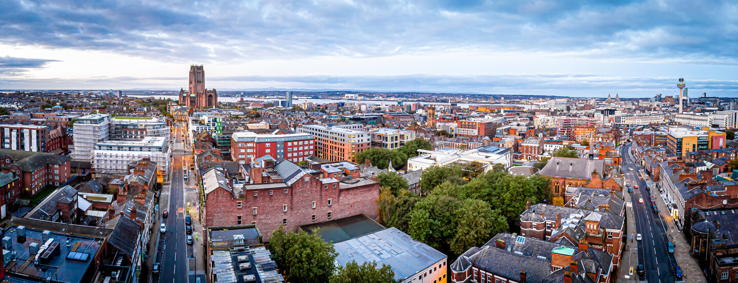 Student Accommodation in Kensington, Liverpool - aerial view of the Kensington, Liverpool skyline
