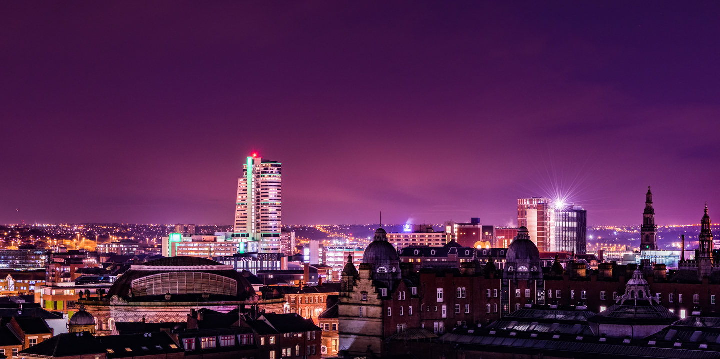 Student Accommodation in City Centre, Leeds - Leeds City Centre at night with Bridgewater Place “The Dalek” in view