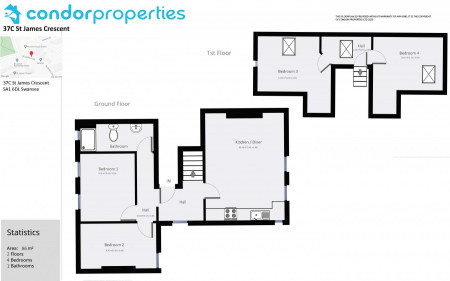 4 bed student house to rent on St James Crescent, Uplands, Swansea, SA1