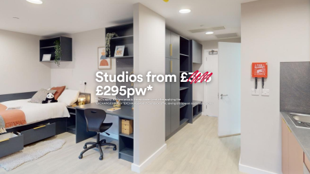 Diamond Studio with Balcony Student flat to rent on Duncombe Street, Leeds, LS1