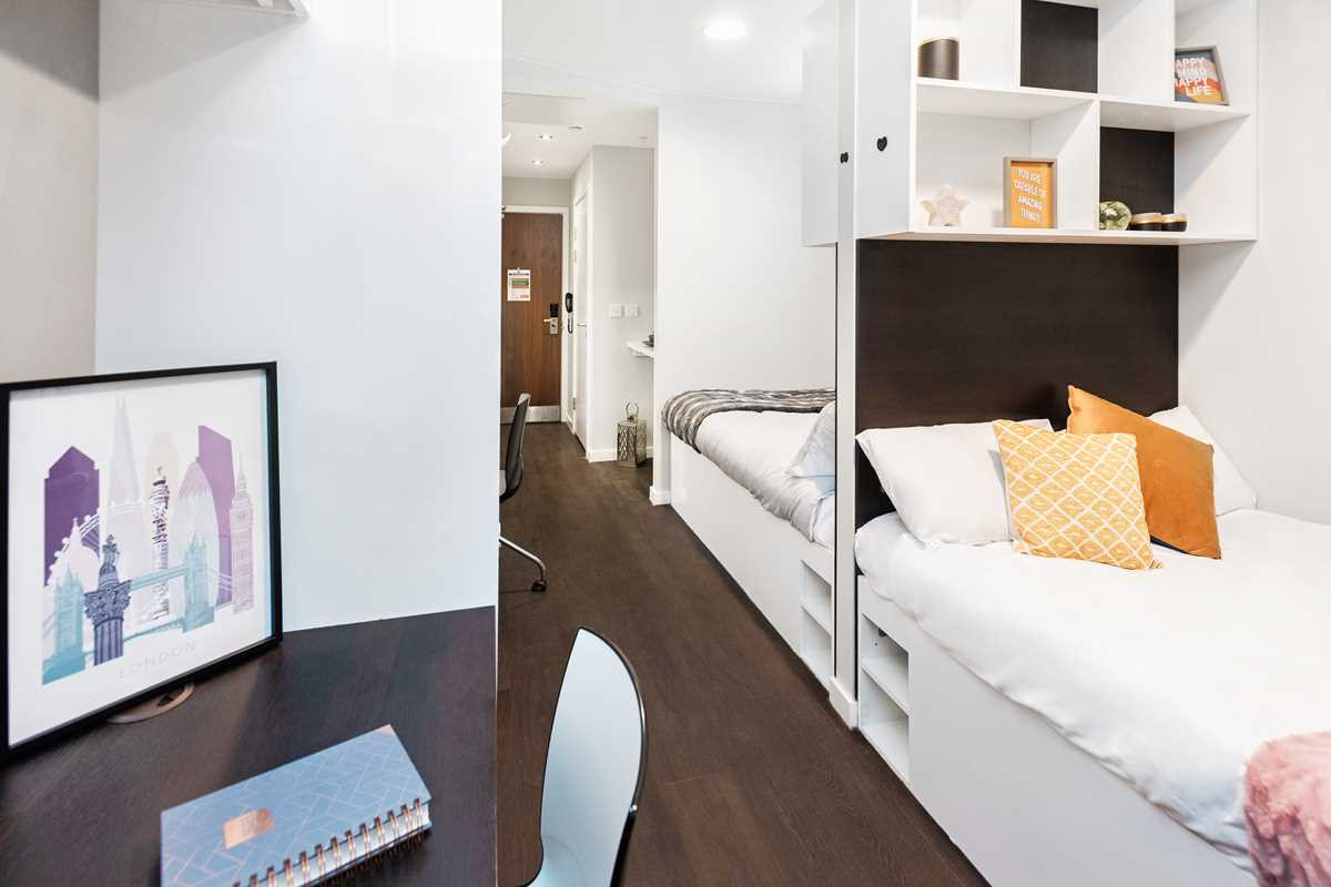 Bronze Twin Studio student 2 bed flat to rent on Paul Street, London
