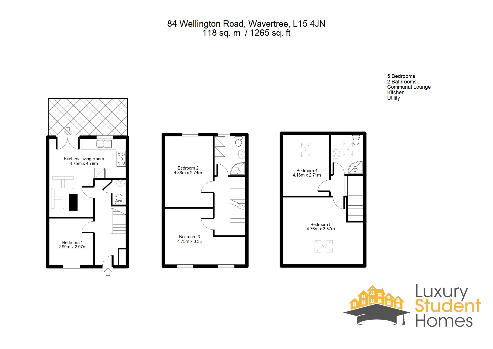 5 bed student house to rent on Wellington Road, Liverpool, L15 4JN StuRents